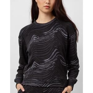 RAILS REVOLVE Marlo Charcoal Watercolor Stripes Zip Sides Sweater L Lounge Soft